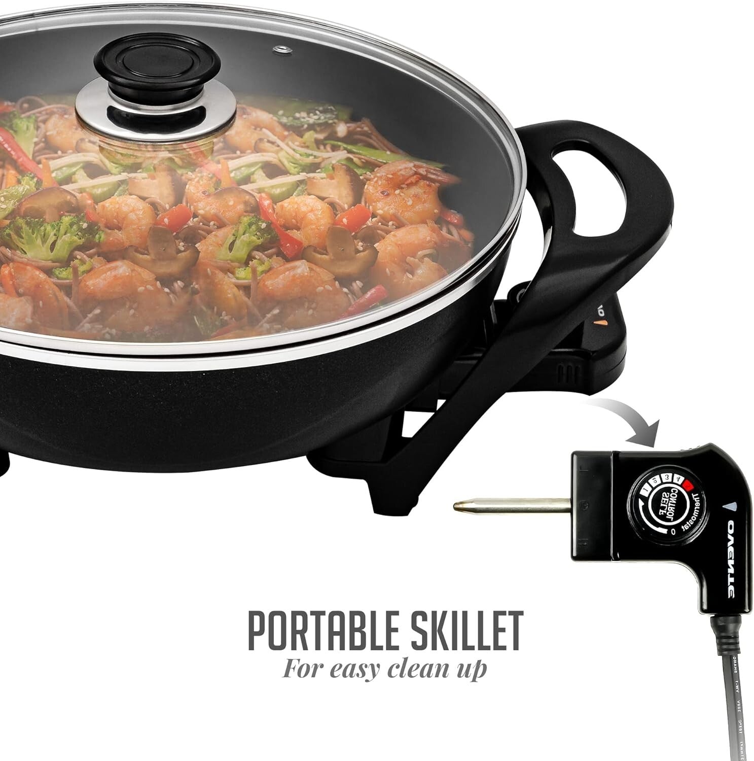 1400W Electric Skillet: Adjustable Temp & Nonstick, Perfect for Family Meals