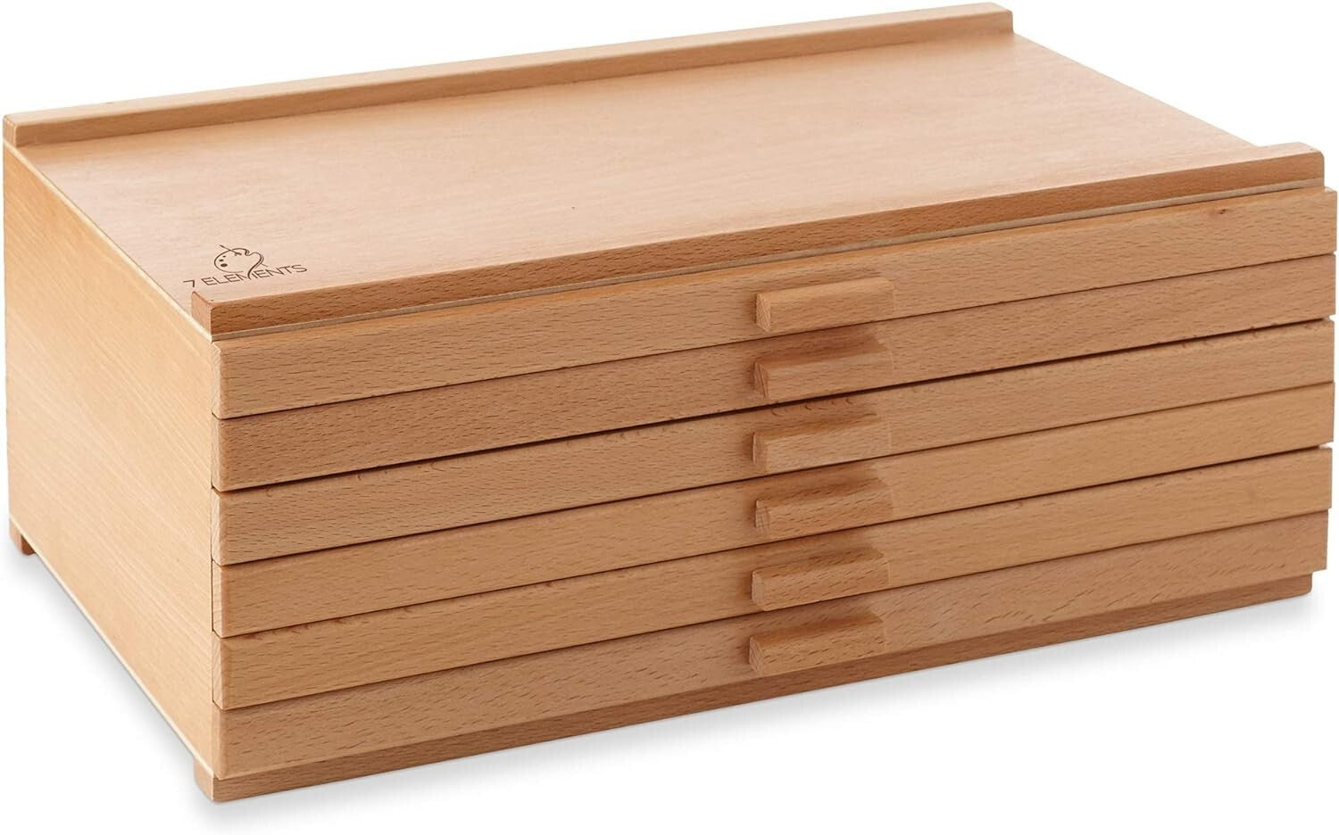 Elegant 6-Drawer Beech Wood Artist Supply Box - Perfect for Pencils & Brushes