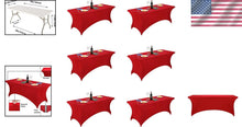 Load image into Gallery viewer, Transform Your Events with 6-Pack Red Spandex Fitted Table Covers for 6ft Tables