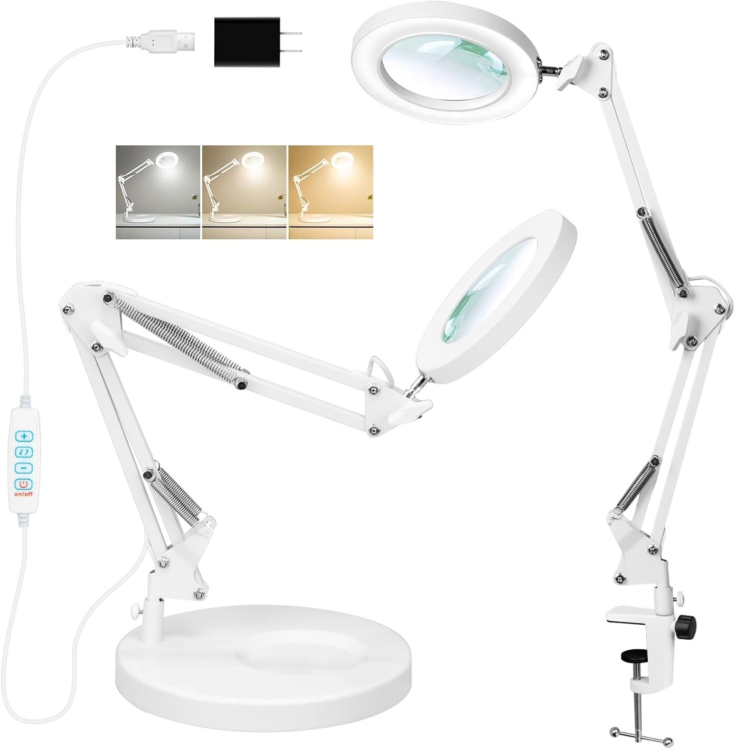 10X Magnifying Lamp with Light – Dimmable LED & Clamp for Crafts & Reading