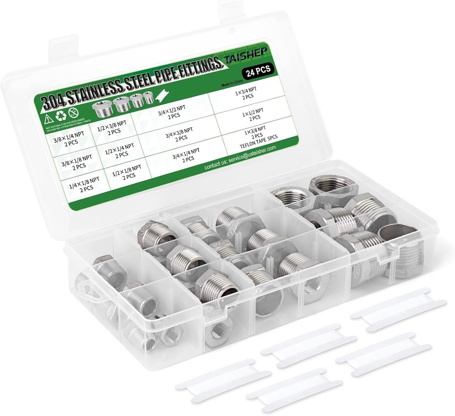 Corrosion-Resistant 24PCS Reducer Hex Bushing Kit for Durable Pipe Connections