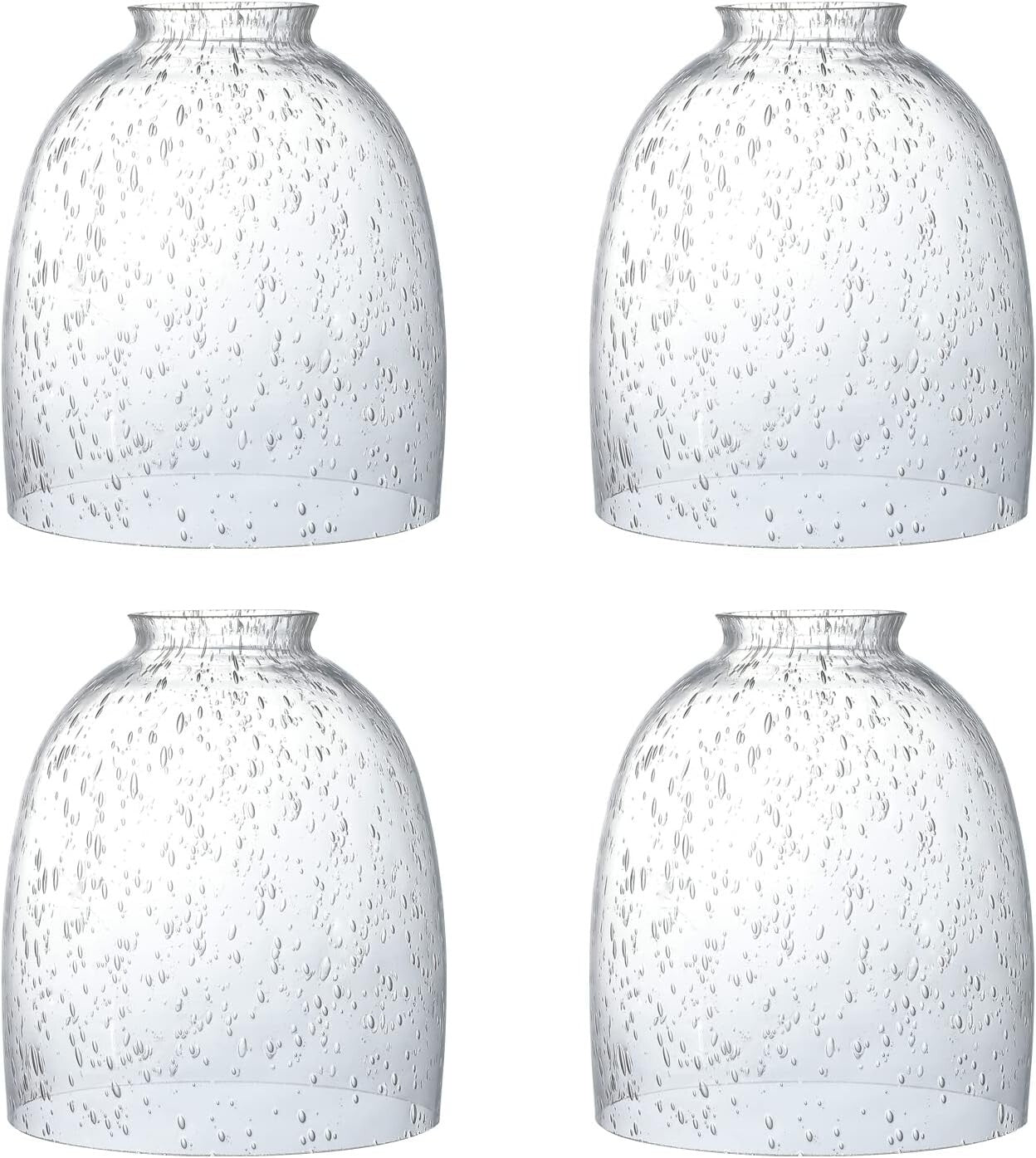 Elegant 4-Pack Seeded Glass Lamp Shades, 2-1/8" Fitter for Contemporary Style