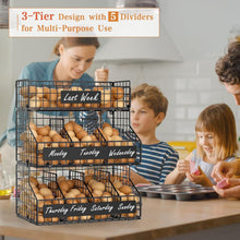 Load image into Gallery viewer, 3-Tier Stackable Egg Holder with Dividers &amp; Nameplate for Organized Kitchens