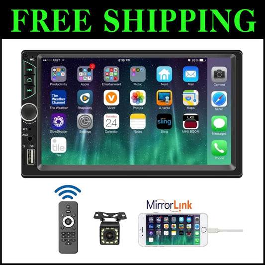 Premium 7-Inch Car Stereo with Bluetooth Hands-Free, Backup Camera Functionality
