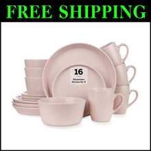 Load image into Gallery viewer, Chic 16-Piece Pink Stoneware Dinnerware Service for 4 - Perfect for Any Occasion