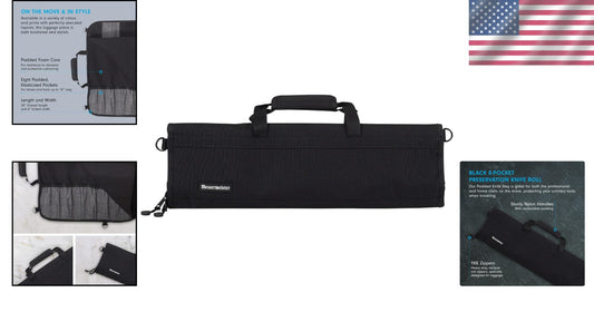 Water-Resistant 8-Pocket Knife Carrier - Heavy Duty Knife Luggage for Chefs