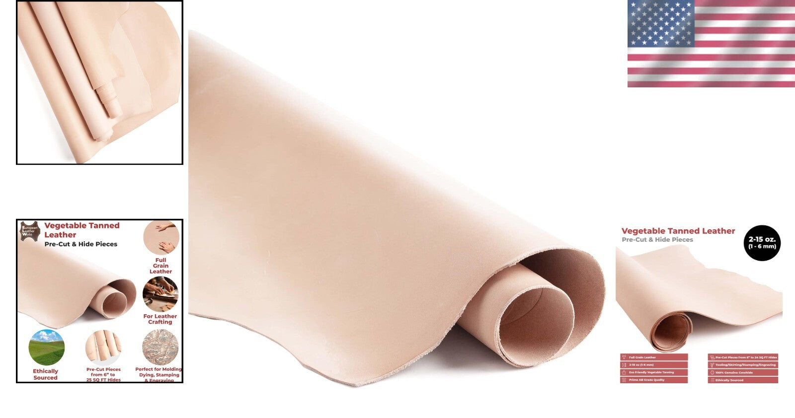 Eco-Friendly 4-6 SQ FT Pre-Cut Cowhide Leather - Perfect for Crafting & Tooling