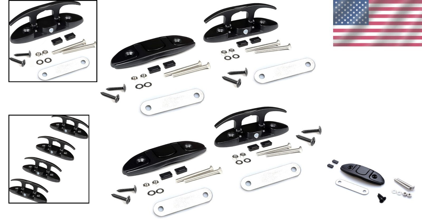 Durable 4-1/2 Inch Folding Dock Cleats - Marine-Grade Stainless Steel (Set of 4)