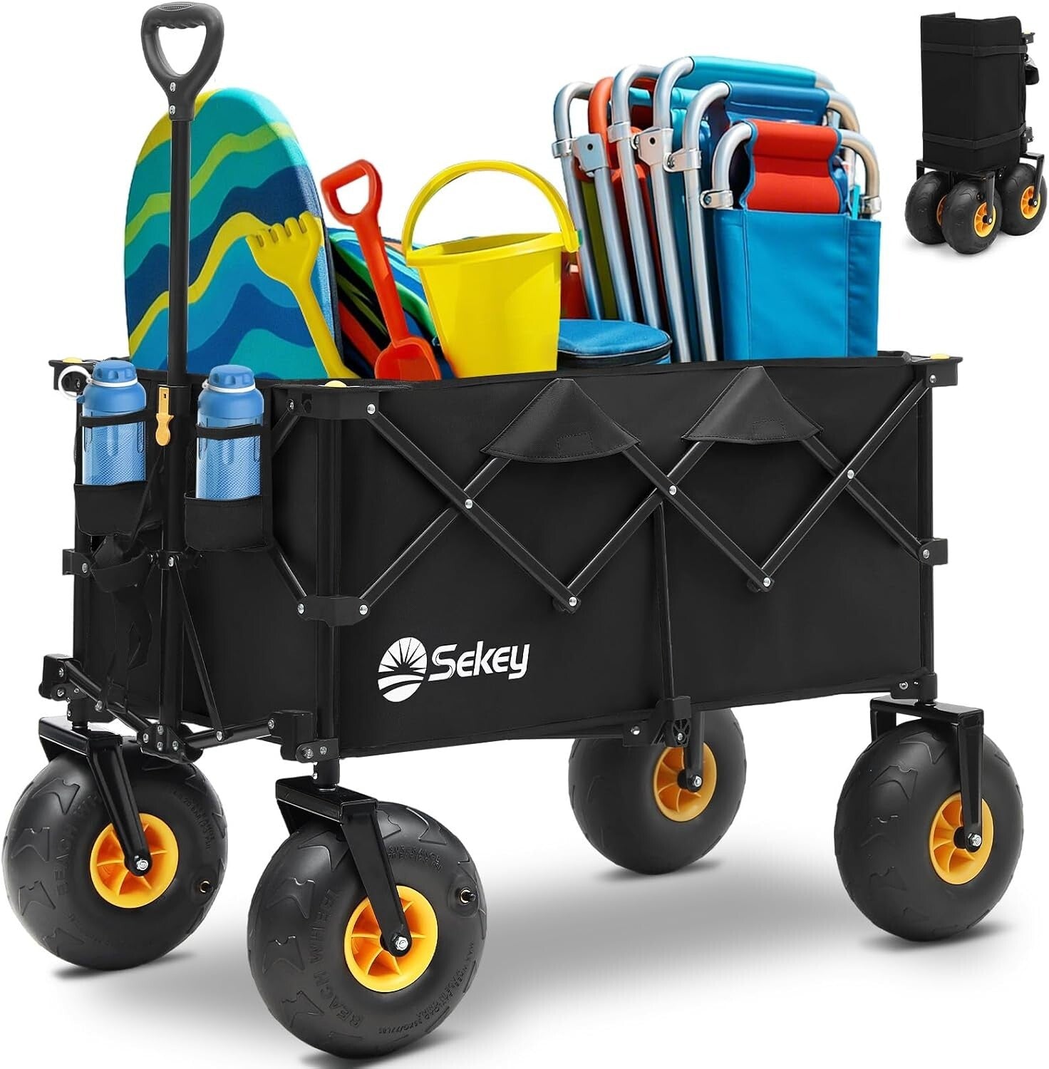 Oversized 200L Foldable Cart with Adjustable Handle for All-Terrain Convenience