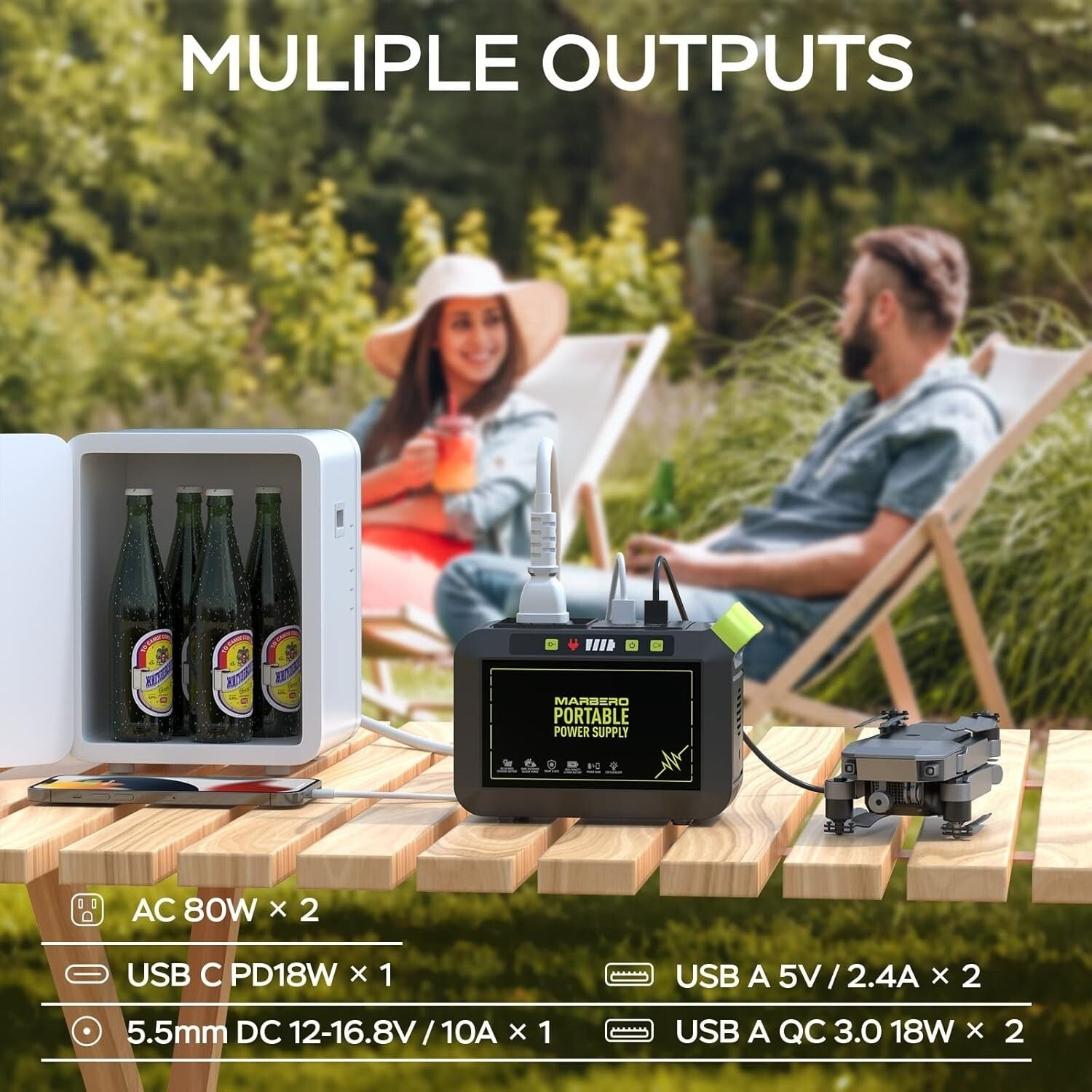 Lightweight Portable Power Station with Multi-Output Ports - Ideal for Travel