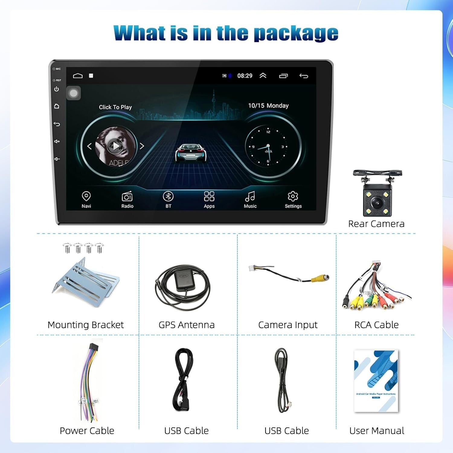 10.1-Inch HD Touchscreen Double Din Car Stereo with GPS & Bluetooth Connectivity