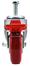 Load image into Gallery viewer, Heavy-Duty 4" Red Polyurethane Total Lock Casters – 300 lbs Capacity per Wheel