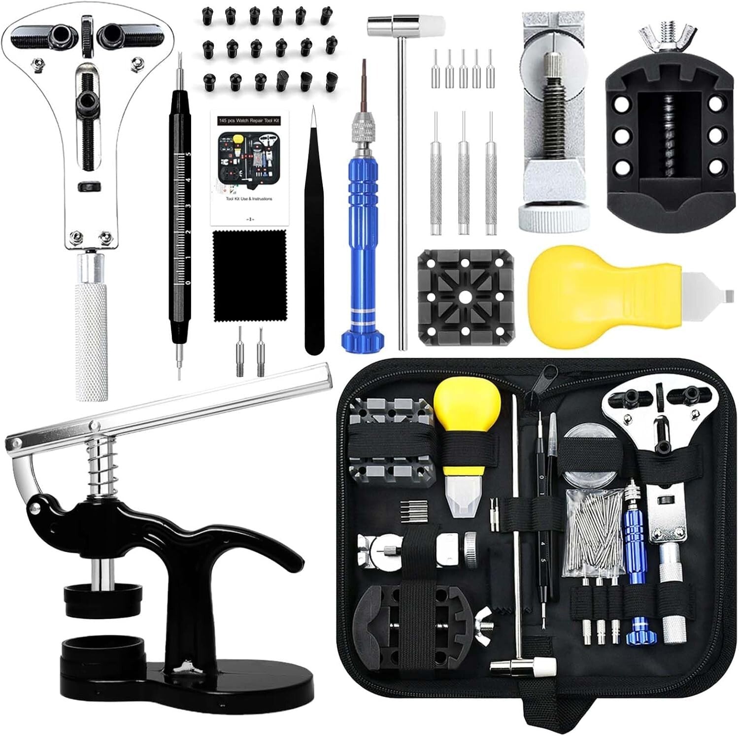 Durable Multifunctional Watch Repair Set with Carrying Case for Easy Use