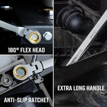 Load image into Gallery viewer, Extra Long Anti-Slip Flex-Head Ratcheting Wrench Set - 6-Piece Metric CR-V Steel