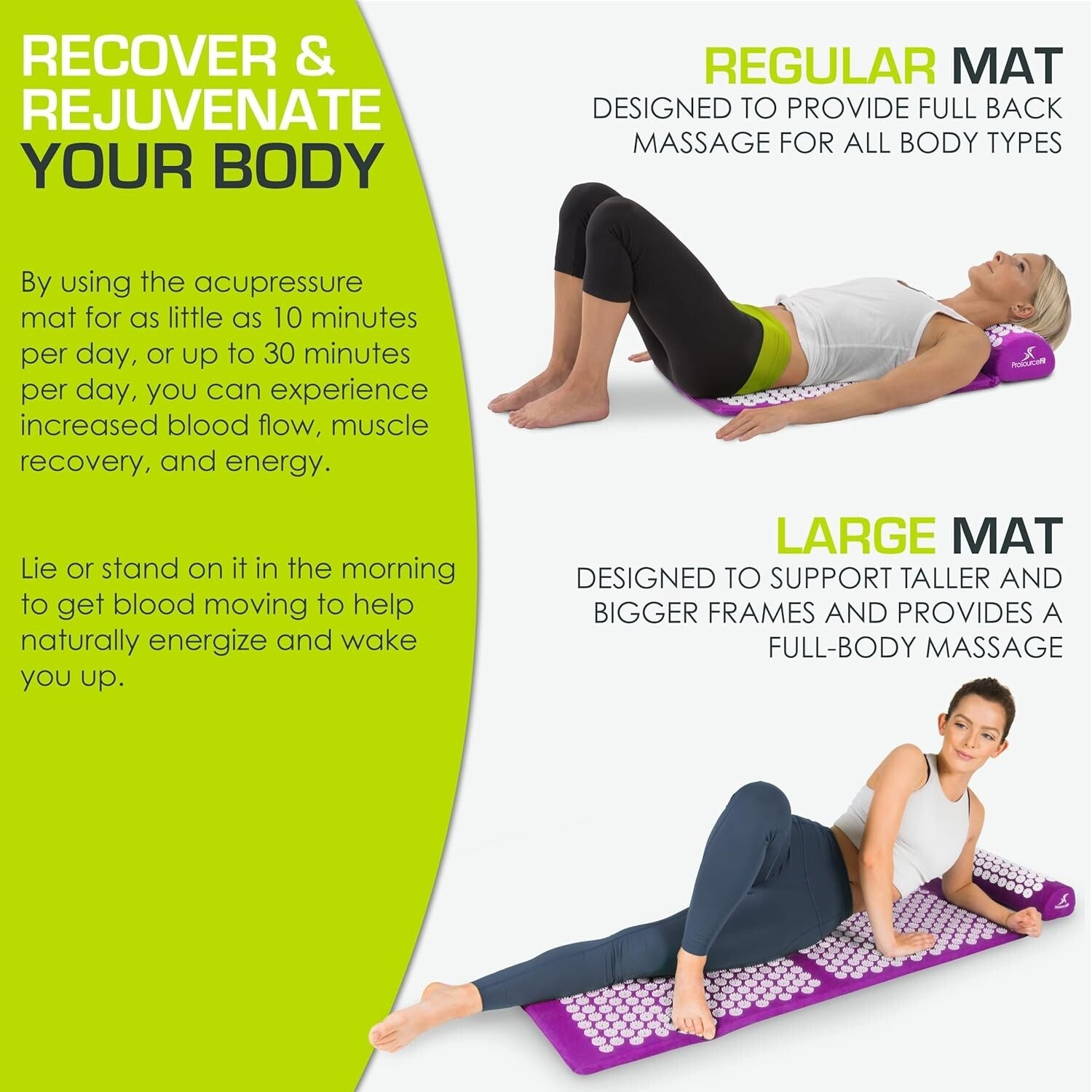 Extra Large Acupressure Mat and Pillow Set for Muscle Relaxation - Eco-Friendly