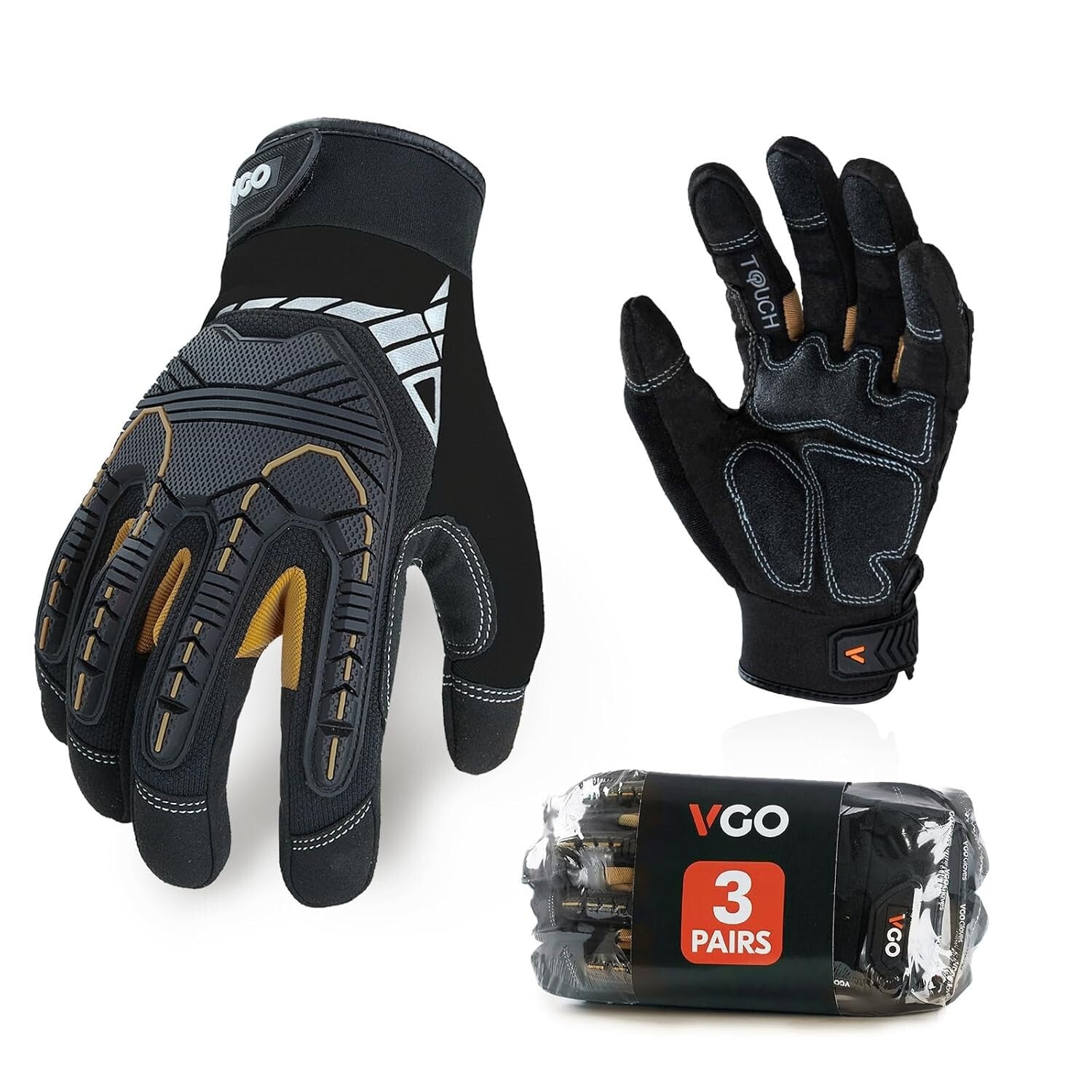 Heavy Duty Synthetic Leather Work Gloves - Touchscreen & Impact Protection