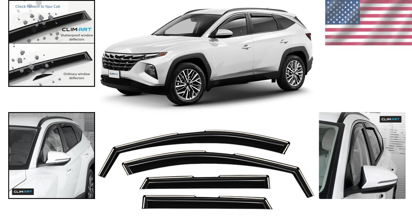 Dark Smoke In-Channel Rain Guards for Hyundai Tucson 2022-2025 - Durable Visors