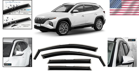 Dark Smoke In-Channel Rain Guards for Hyundai Tucson 2022-2025 - Durable Visors