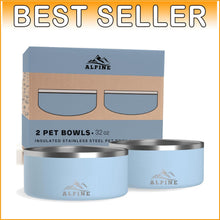 Load image into Gallery viewer, Set of 2 Non-Slip Stainless Steel Dog Bowls - 32 Oz Insulated &amp; Dishwasher Safe