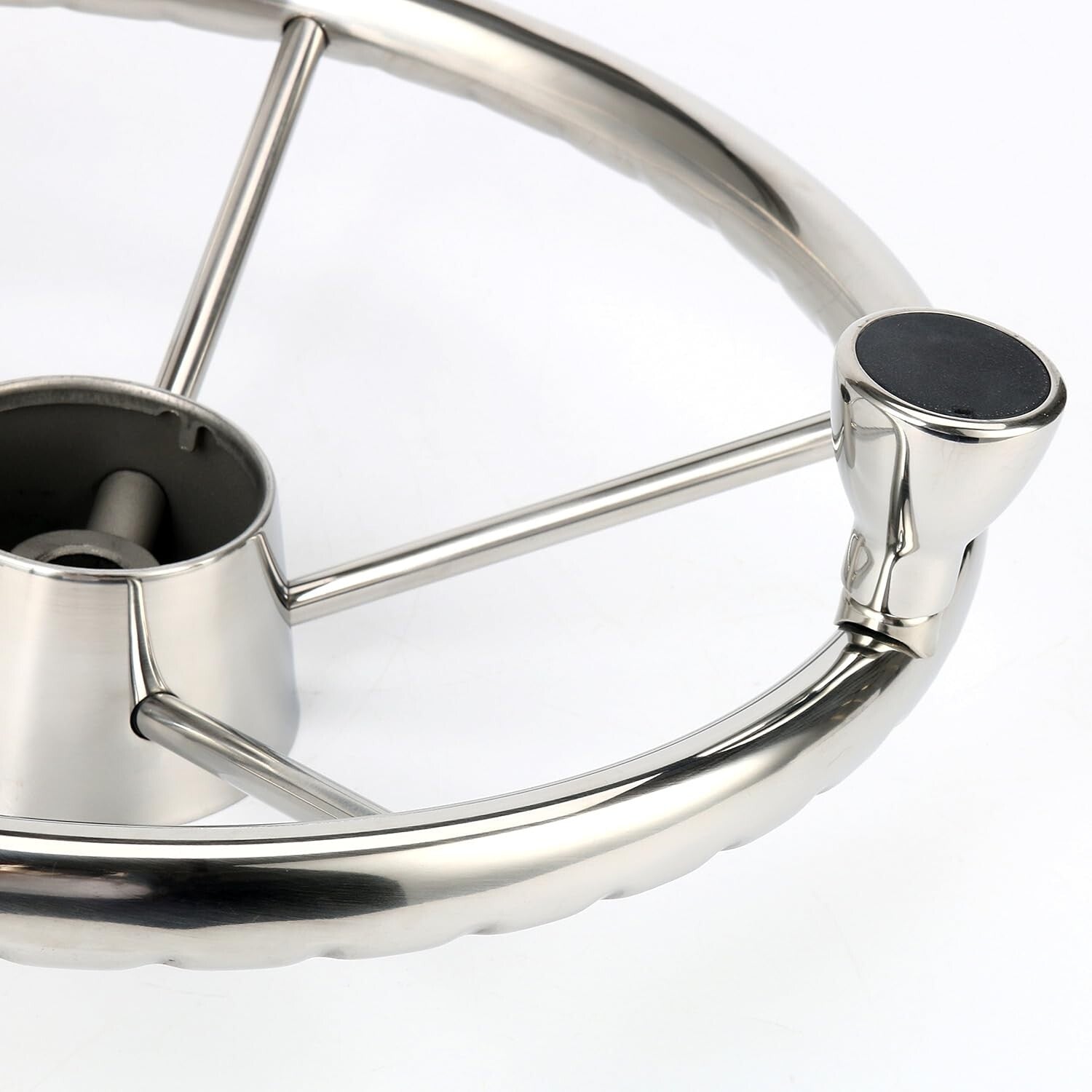 Premium 13.5-Inch Stainless Boat Steering Wheel - Polished Finish Included