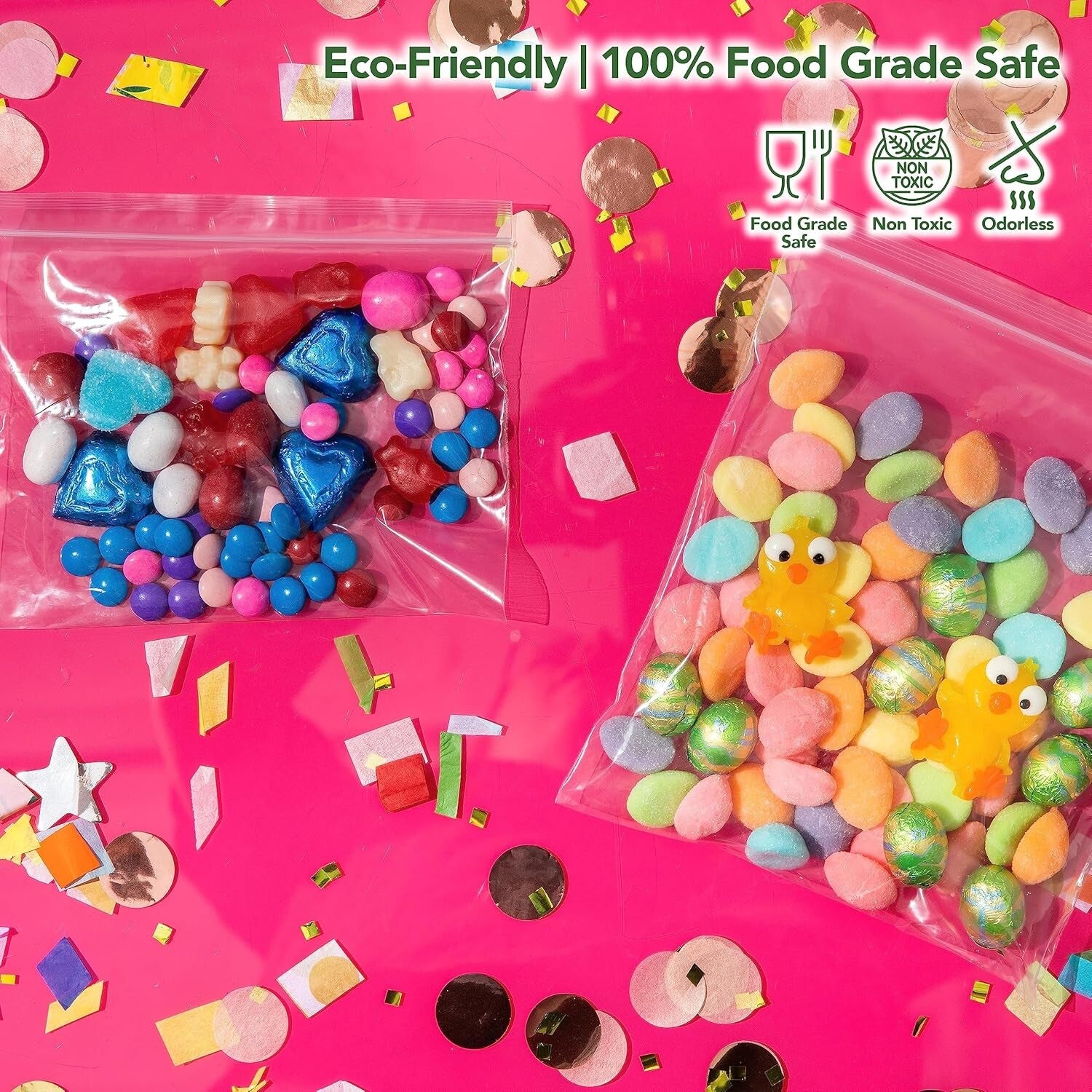 7x8 Zip Lock Bags - 1000 Pack Clear, Food Safe, Ideal for Parties & Crafts