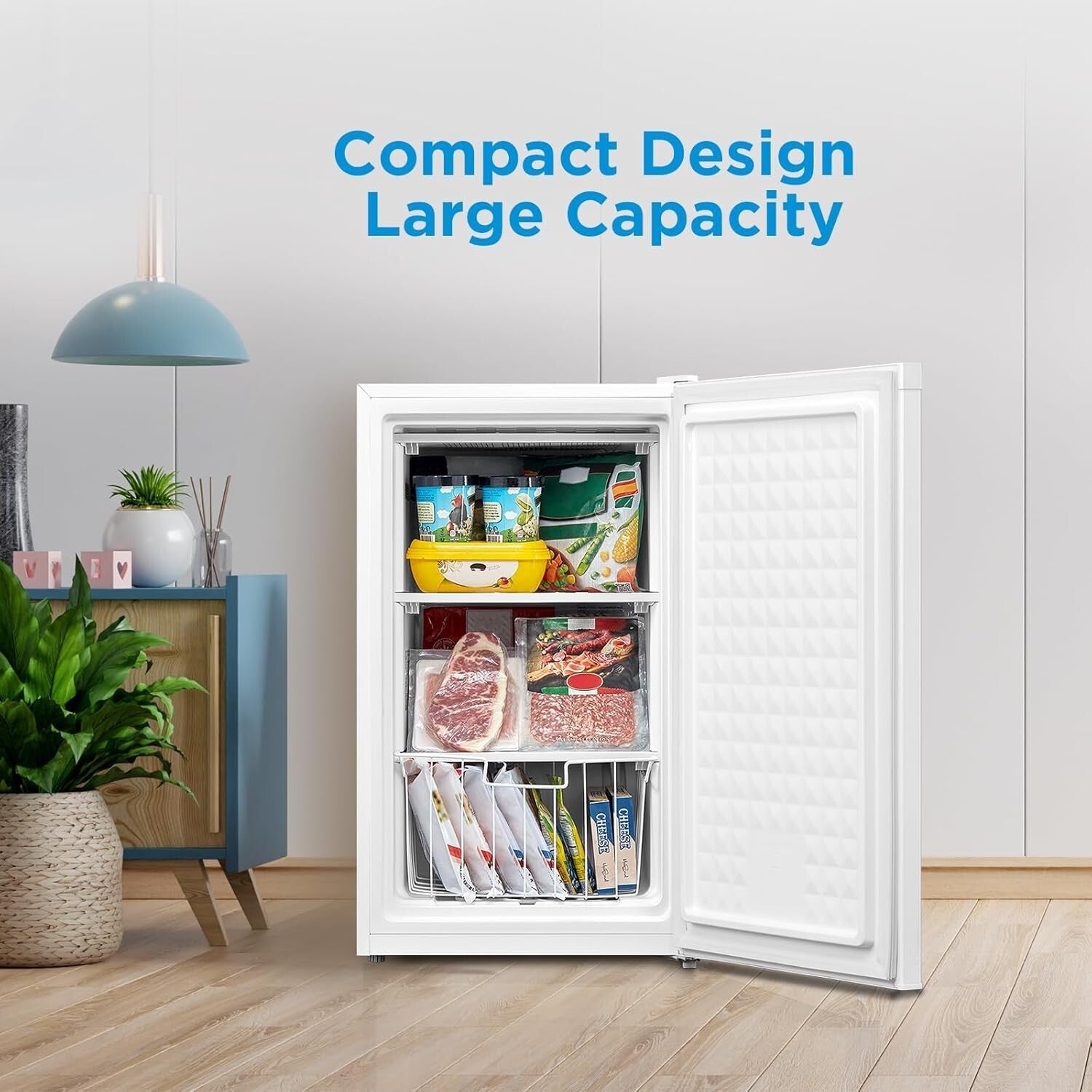 Stainless Steel Upright Freezer, 3.0 Cubic Feet - Space-Saving, Energy Efficient