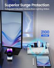 Load image into Gallery viewer, Surge Protector Power Strip with 22 Outlets and 6 Fast USB Ports - 2100 Joules