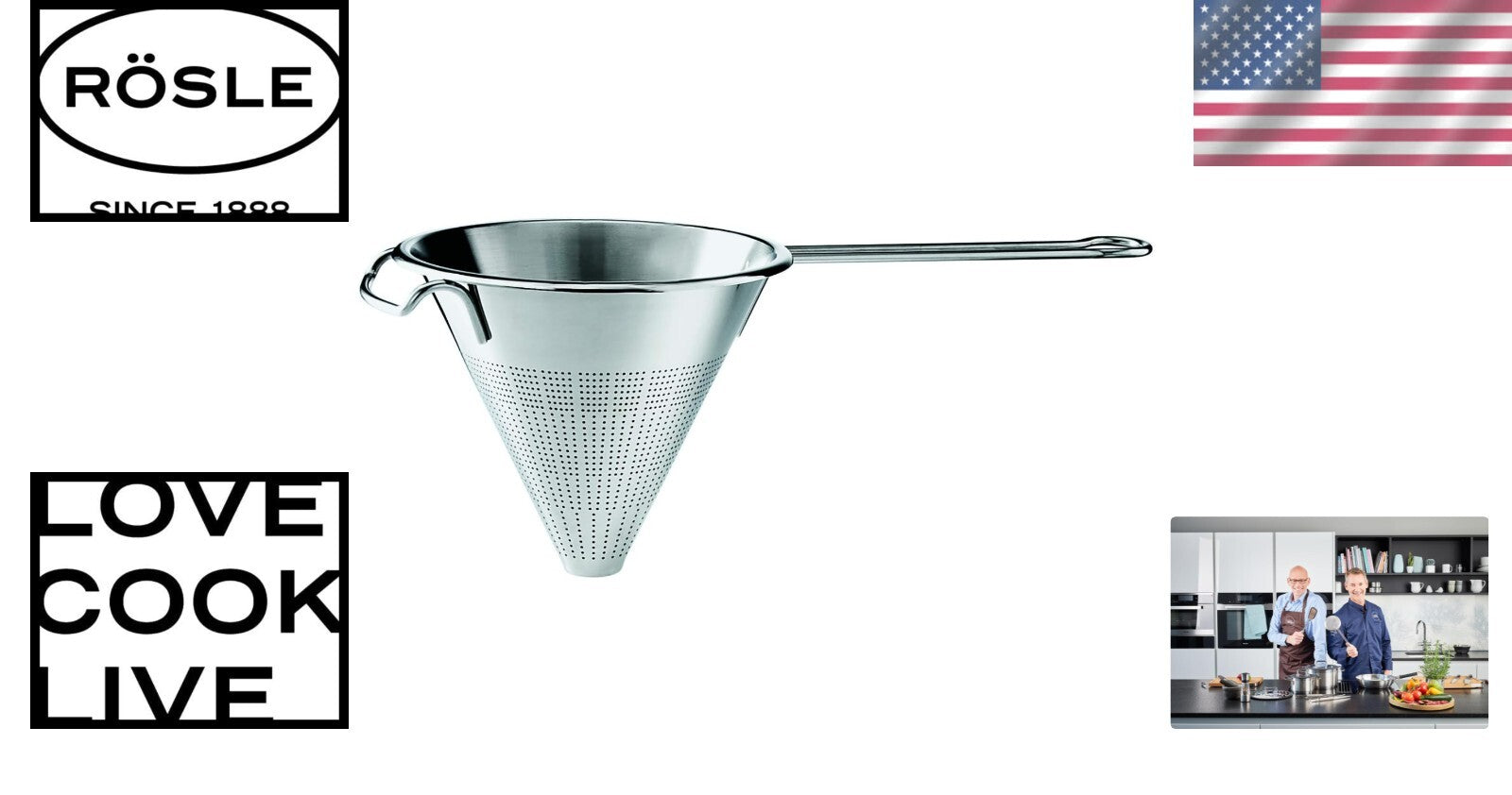 Stainless Steel Conical Strainer with Wire Handle - 7.1-inch, Dishwasher Safe
