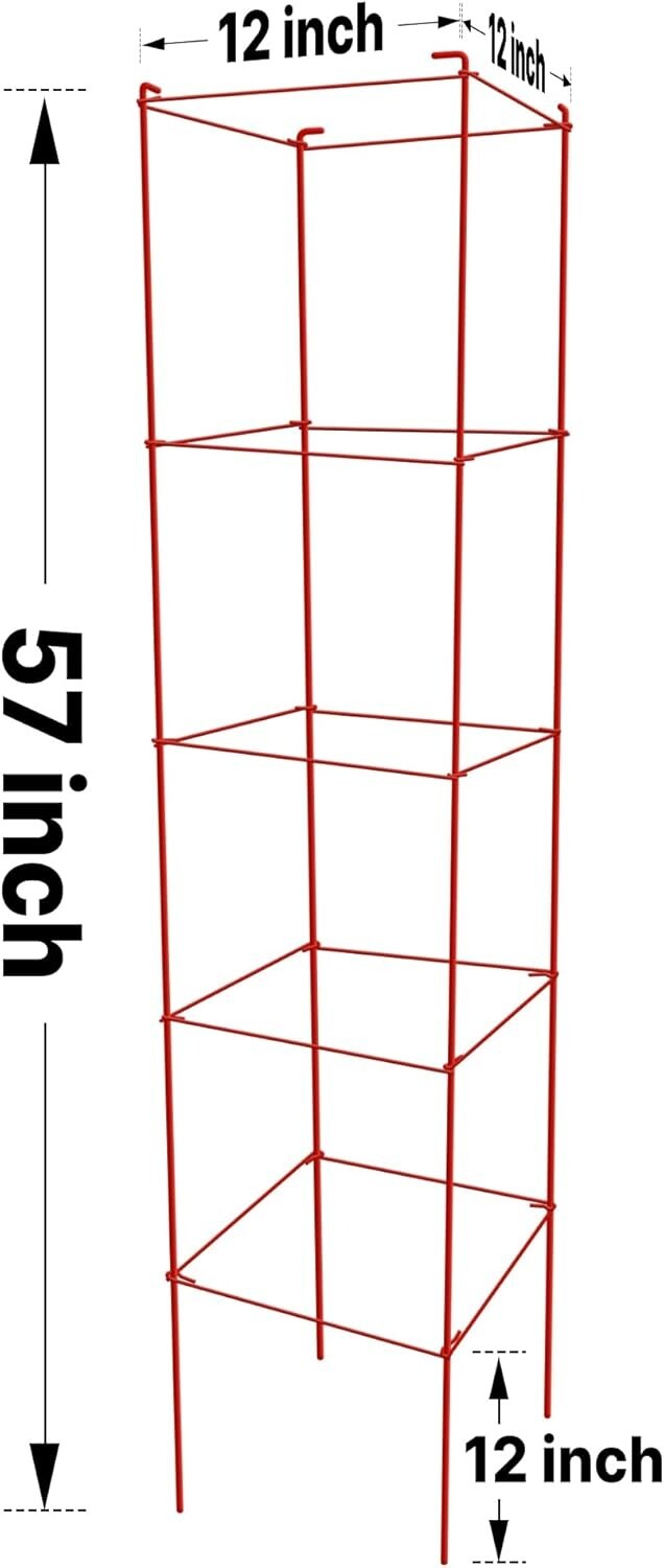 57 Inch Metal Tomato Cages - Durable Support for Tomatoes & Climbing Vegetables