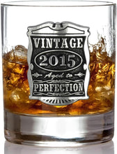 Load image into Gallery viewer, Vintage 2015 Ten-Year Anniversary Whisky Rocks Glass - Handmade &amp; Elegant Gift