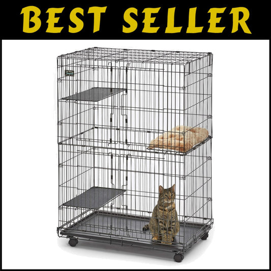 Spacious Cat Playpen with 3 Adjustable Platforms & Leak-Proof Base - 36"x23"x50"