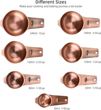 Load image into Gallery viewer, Copper Measuring Cups and Stainless Steel Spoons Set for Perfect Precision