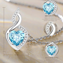 Load image into Gallery viewer, March Birthstone Necklace - 14K White Gold Aquamarine Heart with Diamond Pendant