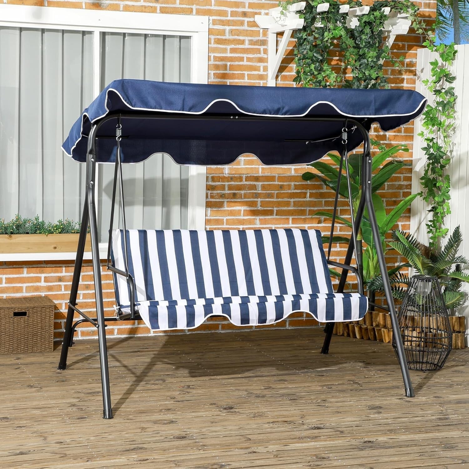 Premium 3-Seat Outdoor Swing Chair - Cushioned & Weather-Resistant with Canopy