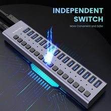 Load image into Gallery viewer, High-Speed 16-Port USB 3.0 Splitter - Durable Design with On/Off Switches