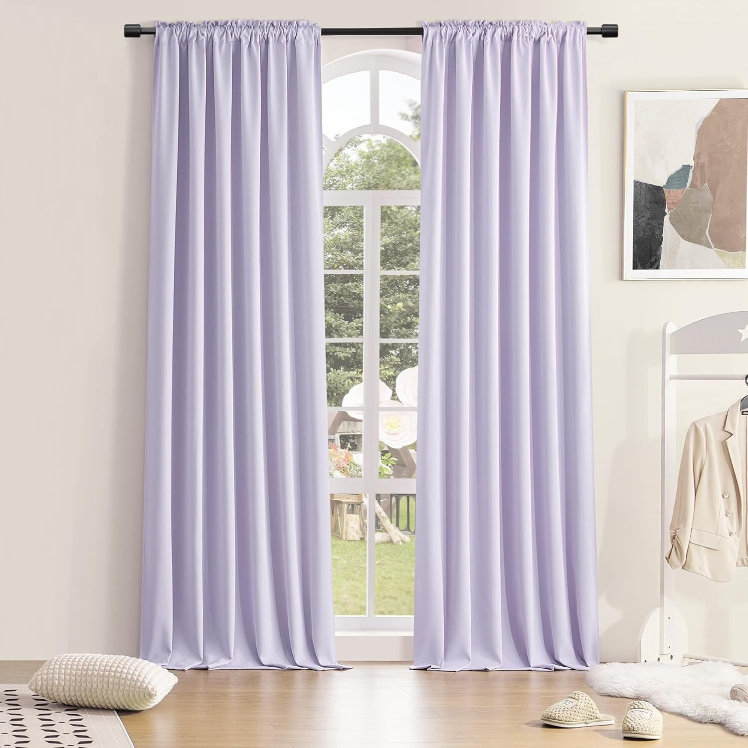 Elegant Lavender Blackout Curtain Panels - 96" Long, Ideal for Modern Home Decor