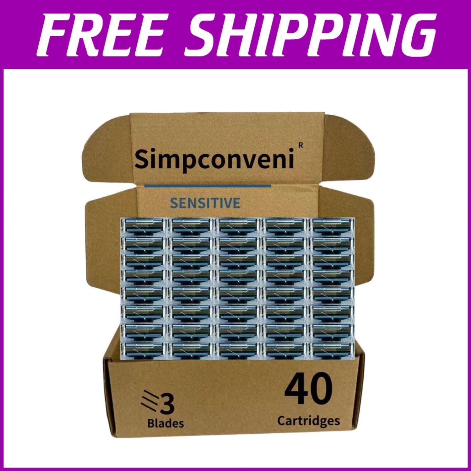 Long-Lasting MACH3 Razor Blade Refills - 40 Counts for Irritation-Free Shaving