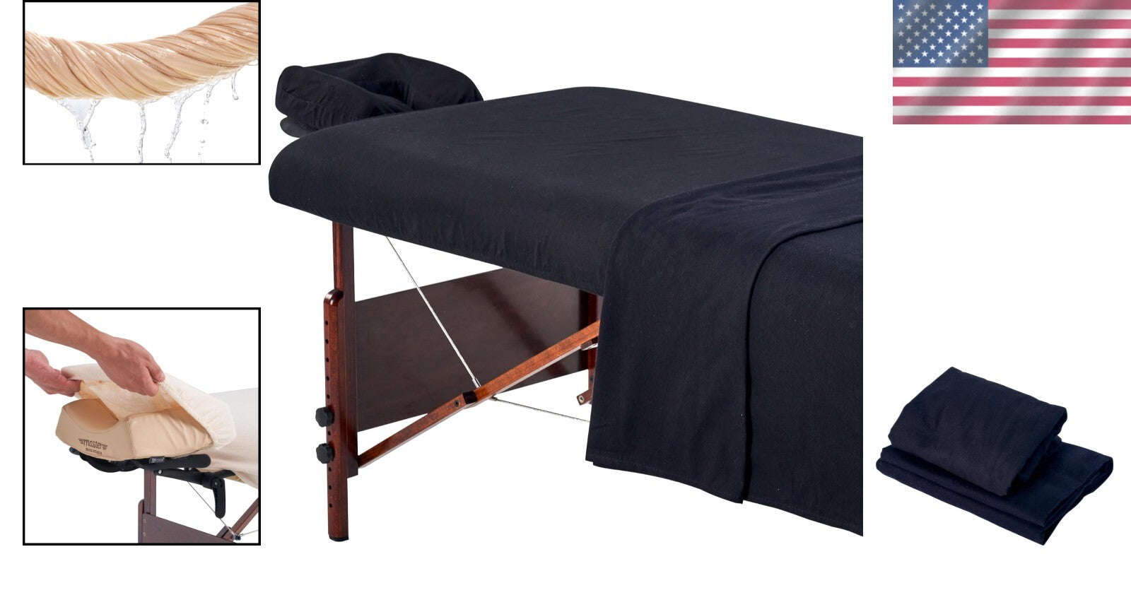 Handmade Natural Cotton Massage Table Cover - 36"x78" Fitted Sheet & Face Pillow