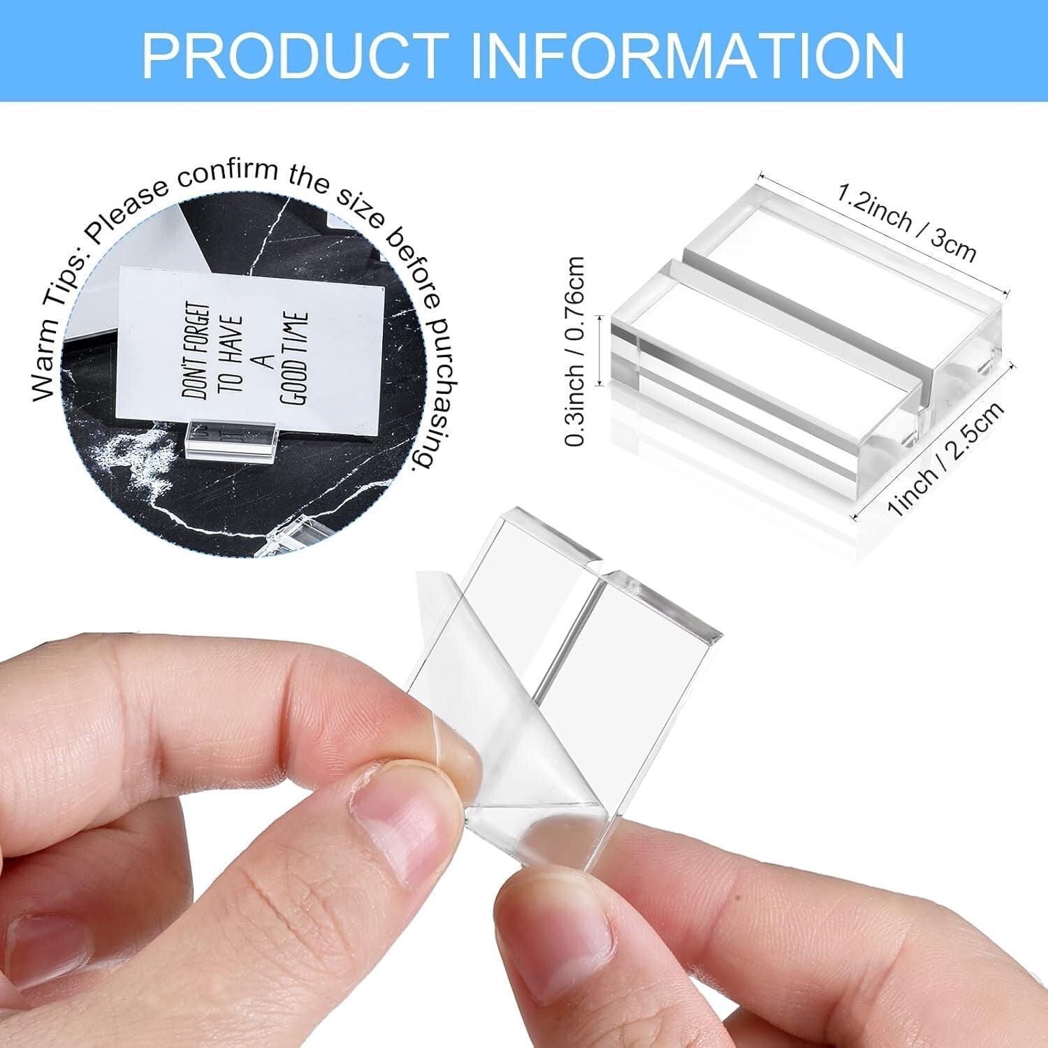 Elegant Acrylic Table Stands - 100 Pack of 1.2 Inch Card Holders for Weddings