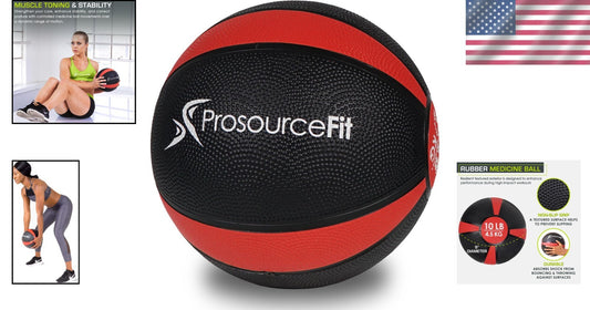 Full Body 10 lb Medicine Ball - Textured Rubber for Enhanced Grip & Power