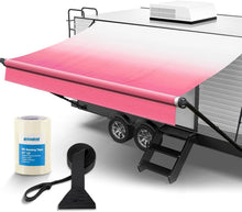 Load image into Gallery viewer, 17' Durable Vinyl RV Awning with Easy Install Pull Strap - Pink Fade Design