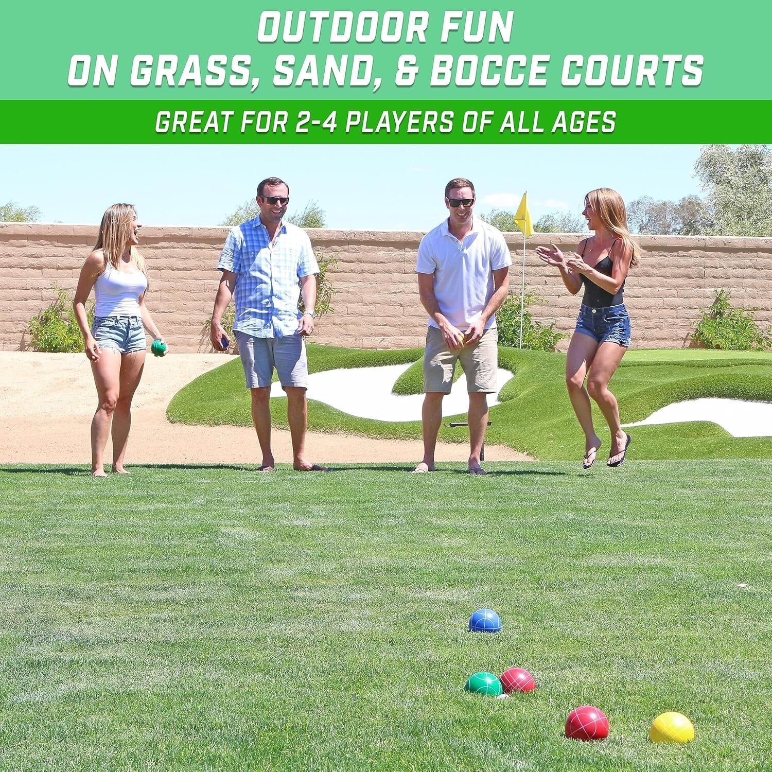 90mm Premium Resin Bocce Ball Set - Ideal Outdoor Game for Friends & Family