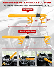 Load image into Gallery viewer, Adjustable Antitheft Steering Wheel Lock with 3 Keys - Bright Deterrent for Cars