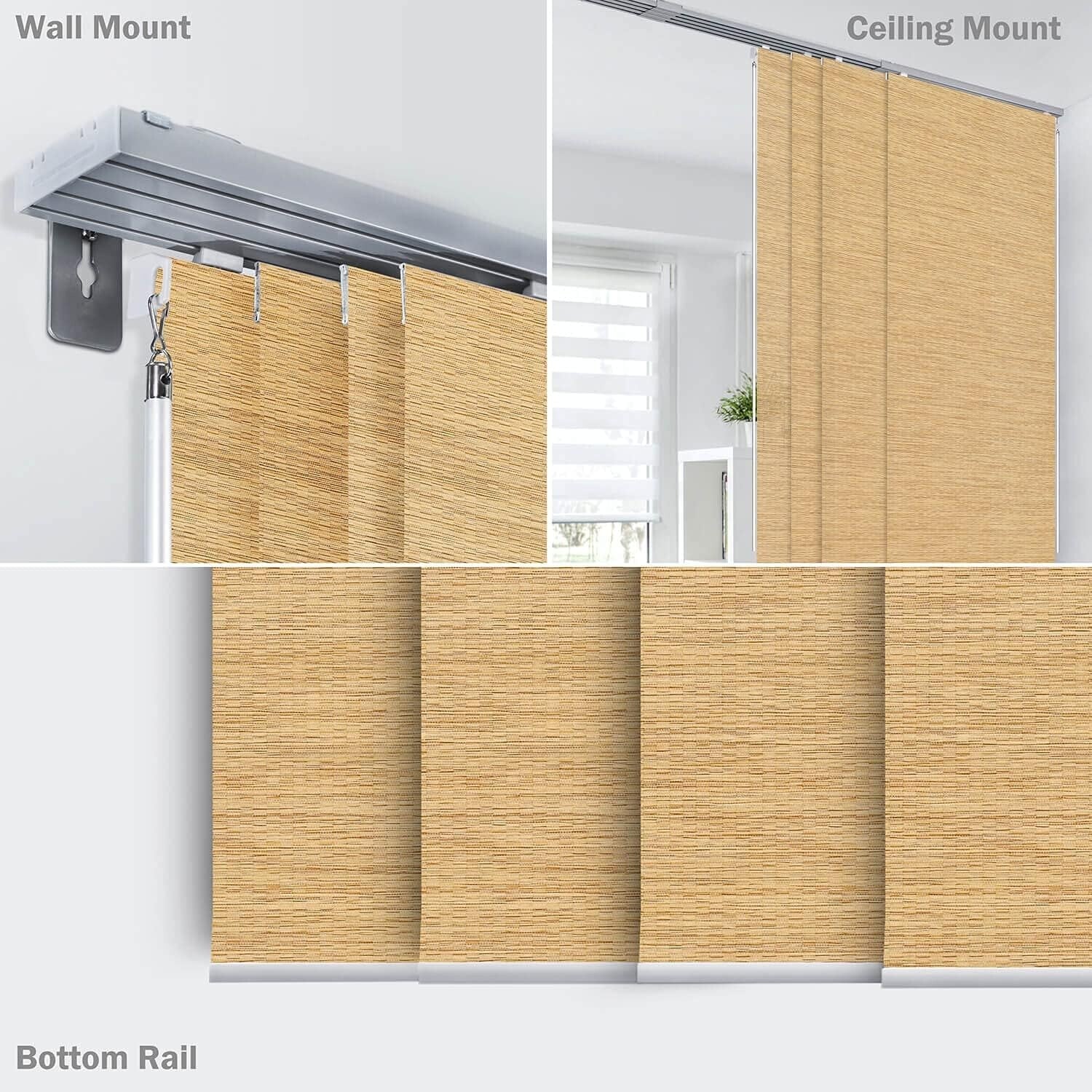 Adjustable Vertical Blinds: Cordless Sliding Door & Room Divider - 45.8" to 86"