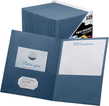 Load image into Gallery viewer, 125-Pack Dark Blue Two-Pocket Folders - Textured Matte, Ideal for Home &amp; School