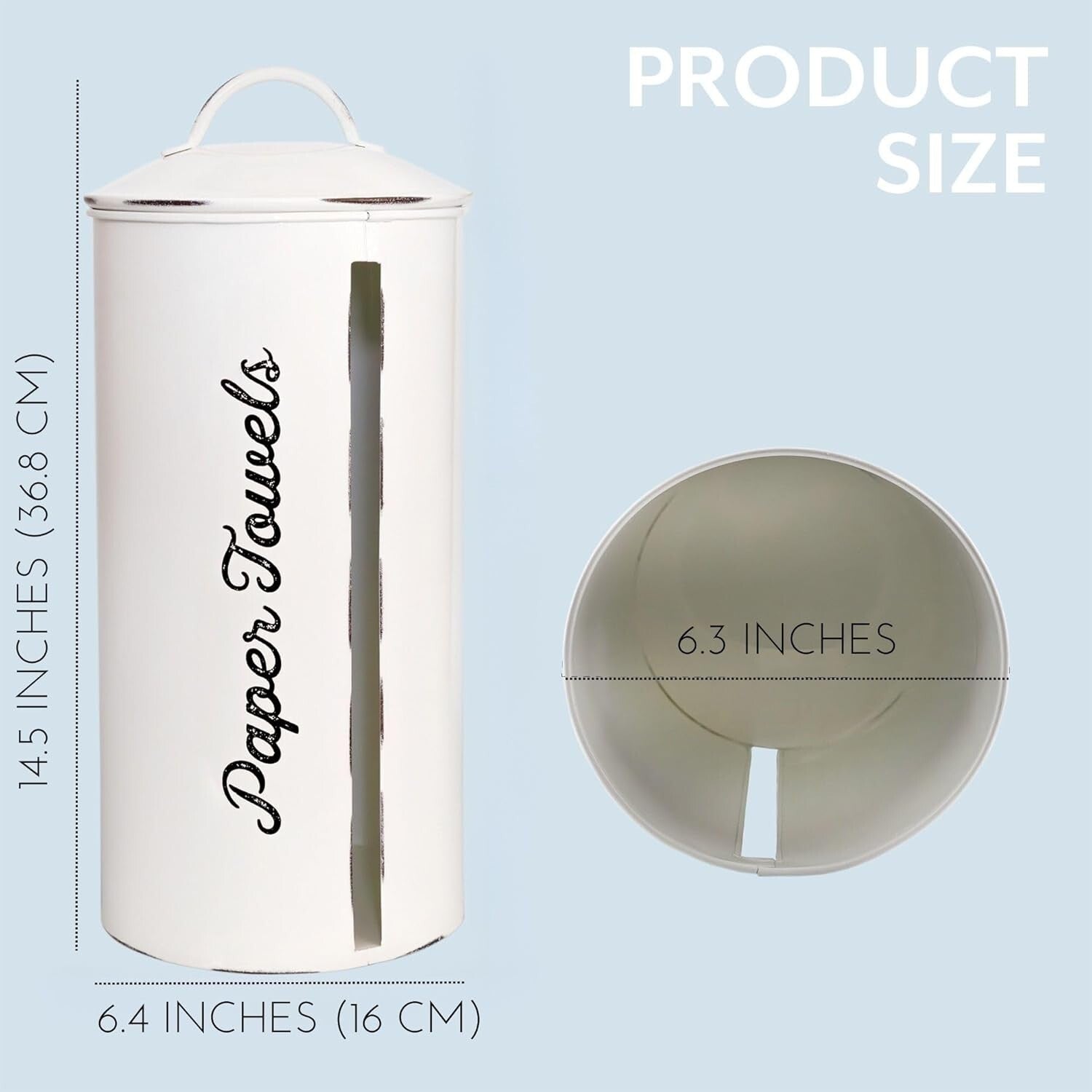 Durable Enclosed Paper Towel Holder - Stylish White Rustic Decor for Kitchen