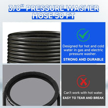 Load image into Gallery viewer, Versatile 50ft Steel Braid Pressure Washer Hose - 6000 PSI, for Gas &amp; Electric