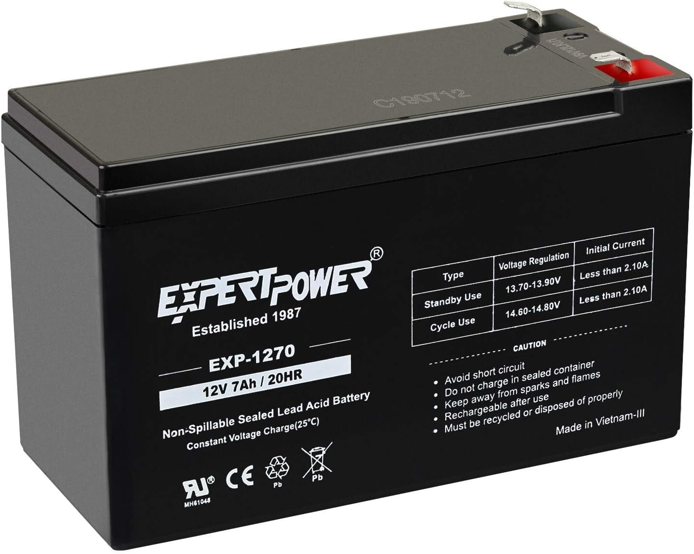 Portable 12V 7Ah Sealed Lead Acid Battery - Ideal for Scooters & Emergency Use