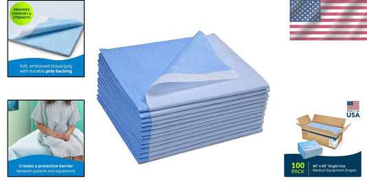 Avalon Single-Use Medical Drape - 40" x 60", Blue - Pack of 100 for Clinical Use