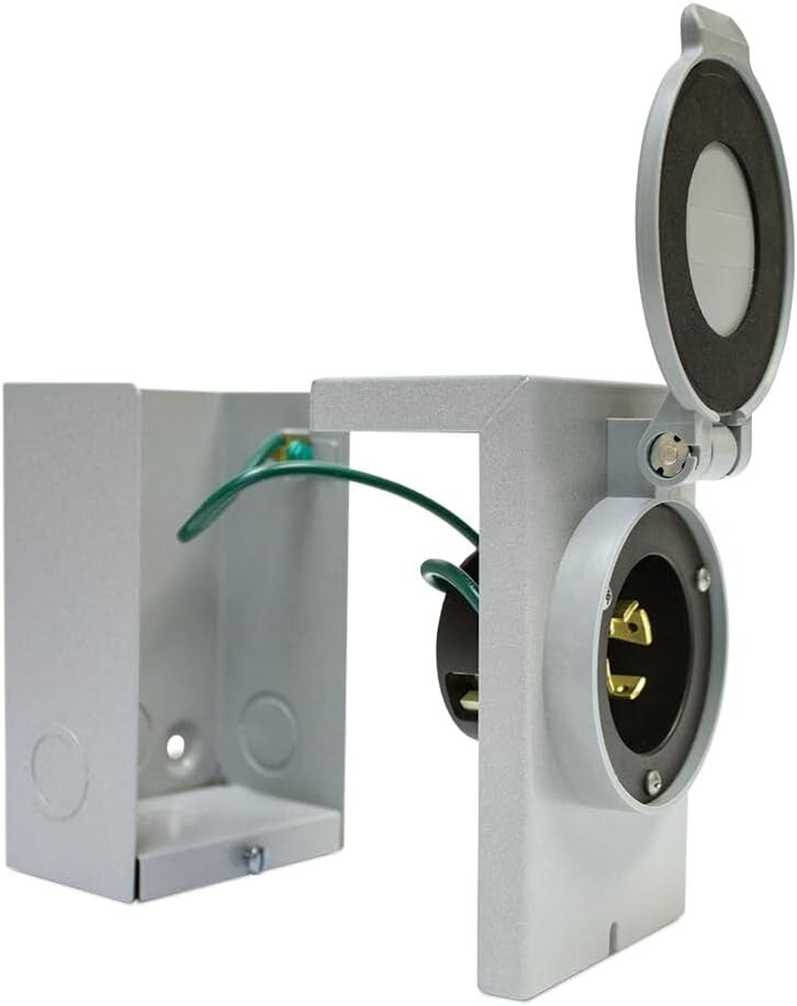 Weather-Resistant 30-Amp Power Inlet Box - 7,500 Watt Generator Compatibility